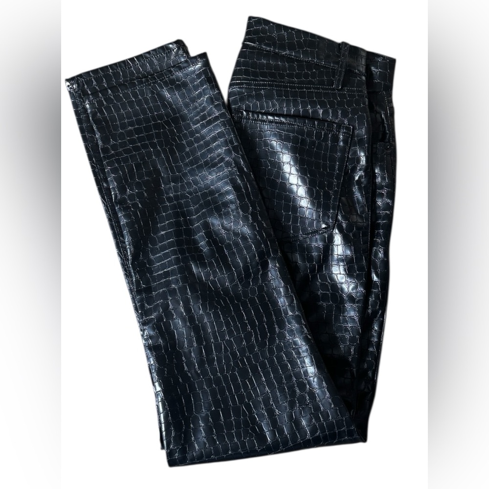 Good American Vegan Croc-Embossed Leather Pants - Picture 4 of 7